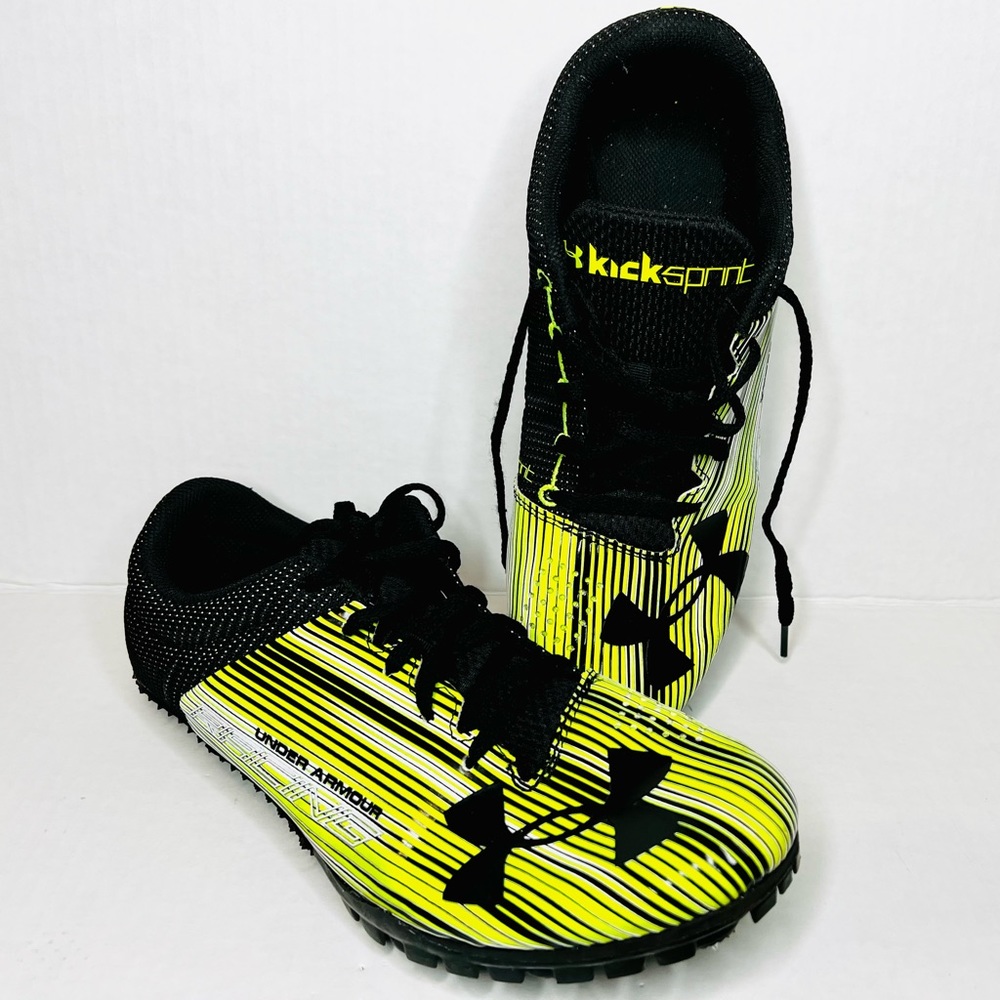 Under Armour Kick Sprint with Spike Black Green 1273939-300 Mens Size 9